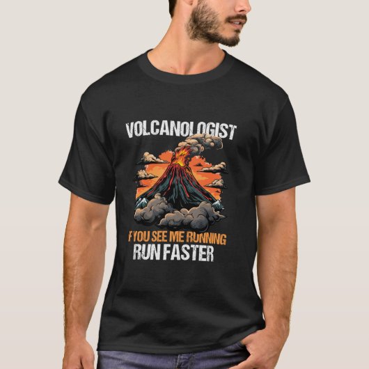 Vulkanologie als je me geologie ziet lopen Vulcano T-shirt (Voorkant)