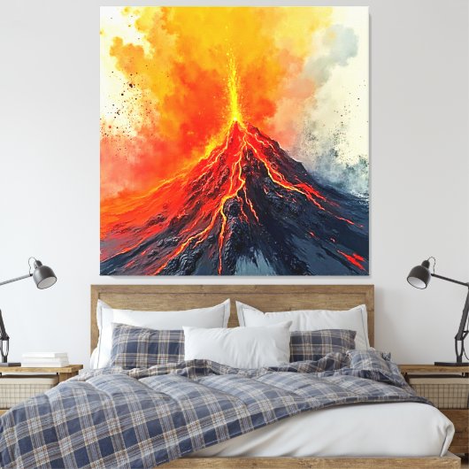 Vulkanuitbarsting: Ruwe Kracht Canvas Afdruk (Insitu (Slaapkamer))