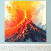 Vulkanuitbarsting: Ruwe Kracht Canvas Afdruk (Insitu (Houten vloer))