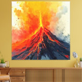 Vulkanuitbarsting: Ruwe Kracht Canvas Afdruk (Insitu (Woonkamer))