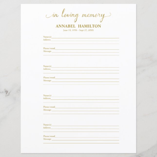 Vulpagina van het begrafenisboek of van het Memori (Voorkant)