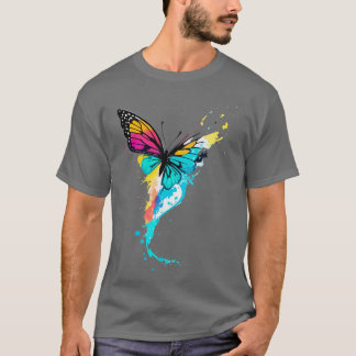 vulpen met vlindervleugels in een vectorstijl t-shirt