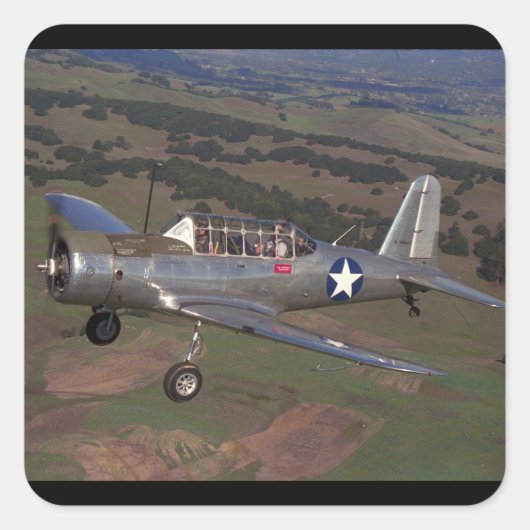 Vultee, BT-13, WWII_Classic Aviation Vierkante Sticker (Voorkant)