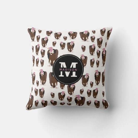 Vulture Birds Pattern Monogramed Kussen (Achterkant)