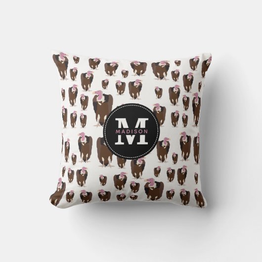 Vulture Birds Pattern Monogramed Kussen (Voorkant)