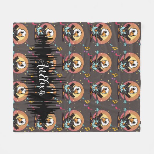 Vulture Music Kawaii Print Fleece Deken (Voorkant (Horizontaal))