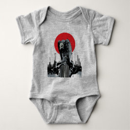 Vulture op vintage auto met rode zon romper