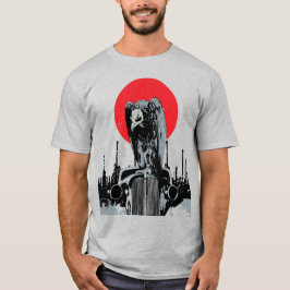 Vulture op vintage auto met rode zon t-shirt