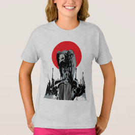 Vulture op vintage auto met rode zon t-shirt