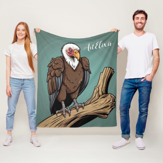 Vulture realistische tekening print fleece deken (In situ)