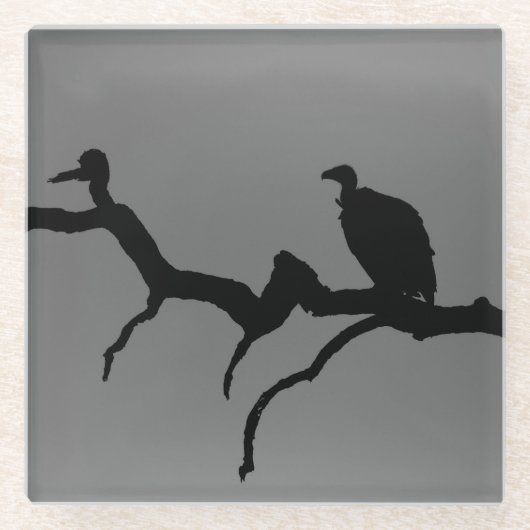 Vulture Silhouette Glazen Onderzetter (Voorkant)