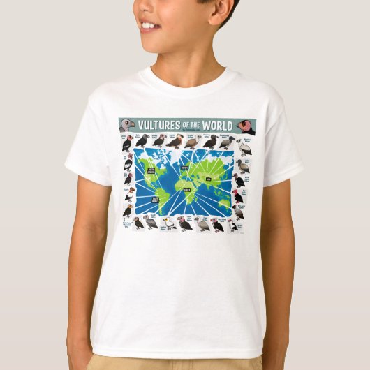 Vulturen van de Wereldkaart T-shirt (Voorkant)