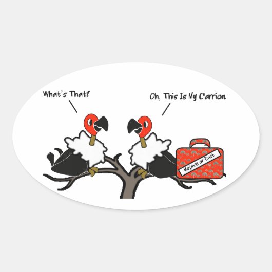 Vultures Carrion Carry-on Bagage Cartoon Ovale Sticker (Voorkant)