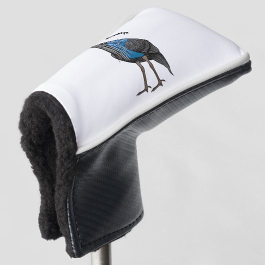 Vulturine guineafowl vogelschilderij cartoon golfheadcover (3/4 voorkant)