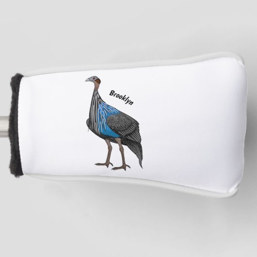 Vulturine guineafowl vogelschilderij cartoon golfheadcover (Voorkant)