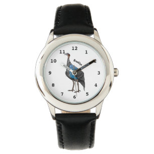 Vulturine guineafowl vogelschilderij cartoon horloge