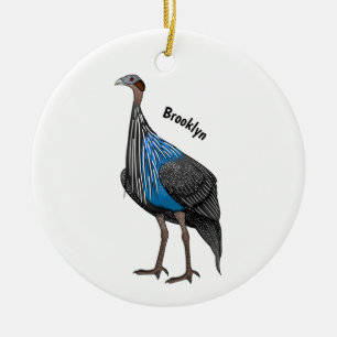 Vulturine guineafowl vogelschilderij cartoon keramisch ornament
