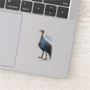 Vulturine guineafowl vogelschilderij cartoon sticker