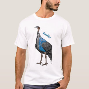 Vulturine guineafowl vogelschilderij cartoon t-shirt