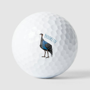 Vulturine parelhoen vogel cartoon illustratie golfballen