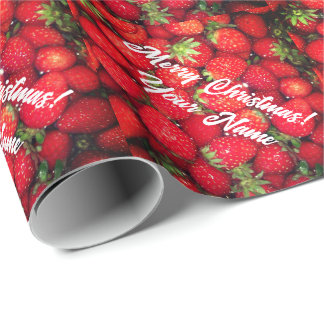 Vun aangepast kerstinpakpapier voor rode aardbeien cadeaupapier