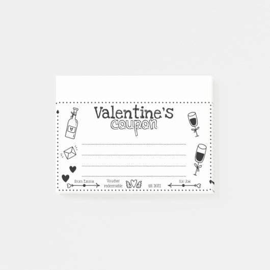 Vun aangepaste Valentijn/Jubileum paar coupons Post-it® Notes (Voorkant)