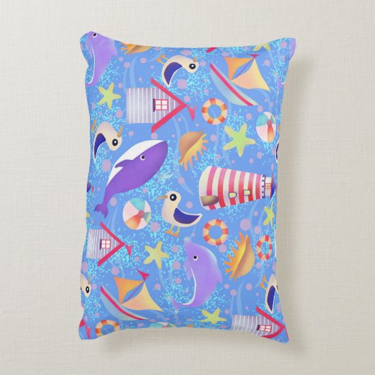 Vun Beach Blue Accent Pillow Accent Kussen (Achterkant (Verticaal))