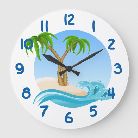 Vun Beach en Palm Trees Tropical Grote Klok (Voorkant)
