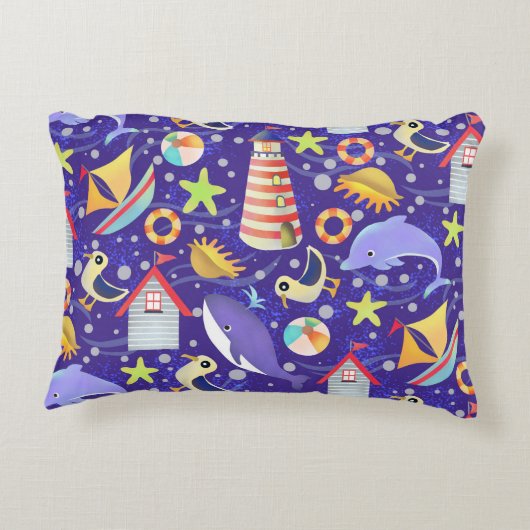 Vun Beach Navy Accent Pillow Kussen (Achterkant)