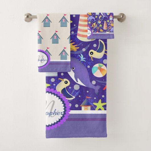 Vun Beach Navy Bath-handdoekset Bad Handdoek (Insitu)