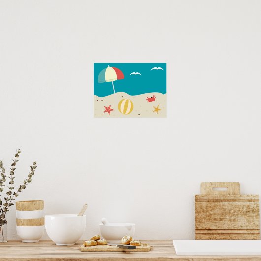 Vun Beach Scene voor Kind Room Poster (Keuken)