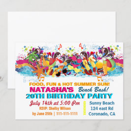 Vun Beach Stuff Beach Party-uitnodigingen Kaart