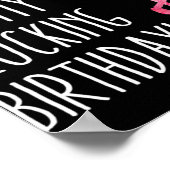 Vun Birthday Mannen Vrouwen Roze Waterverf Flaming Poster (Hoek)