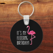 Vun Birthday Mannen Vrouwen Roze Waterverf Flaming Sleutelhanger (Voorkant)