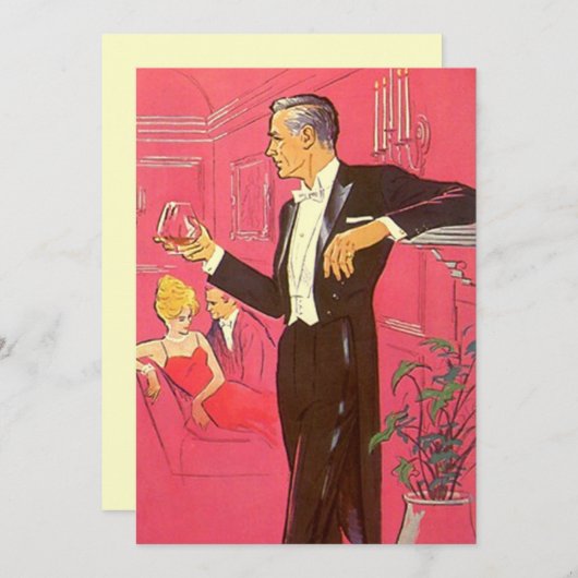 vun Blank Uptown Cocktail Party Uitnodiging (Voorkant / Achterkant)