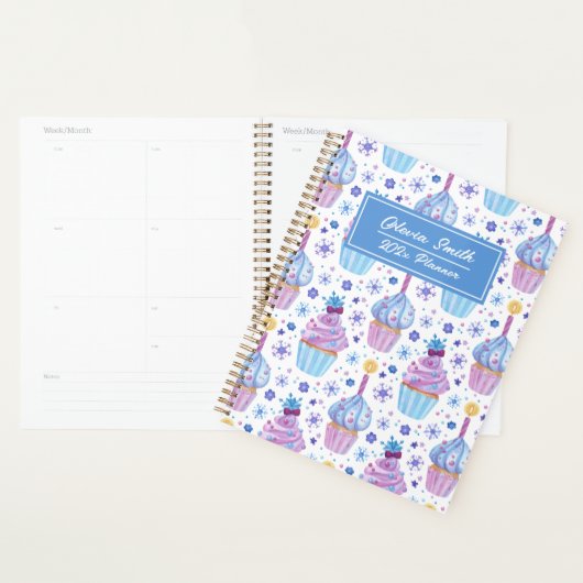 Vun blauw en Paarse sneeuw- en bekerkkanton Planner (Display)