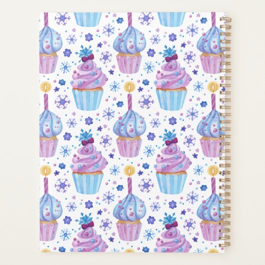 Vun blauw en Paarse sneeuw- en bekerkkanton Planner (Achterkant)