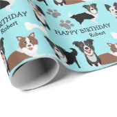 Vun Border Collie Dog Afbeeldingen Birthday Cadeaupapier (Rol Hoek)
