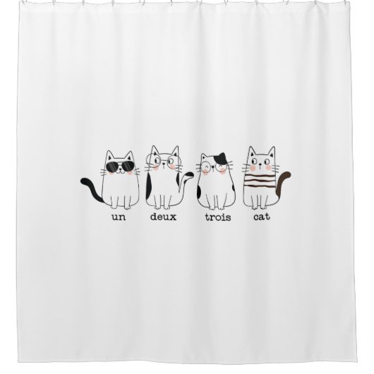 vun deux trois kat vier grappige glazen franje douchegordijn (Voorkant)