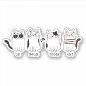 vun deux trois kat vier grappige glazen franje sticker (Voorkant)