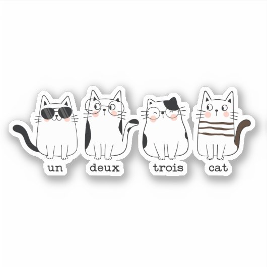 vun deux trois kat vier grappige glazen franje sticker (Voorkant)