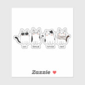 vun deux trois kat vier grappige glazen franje sticker (Vel)