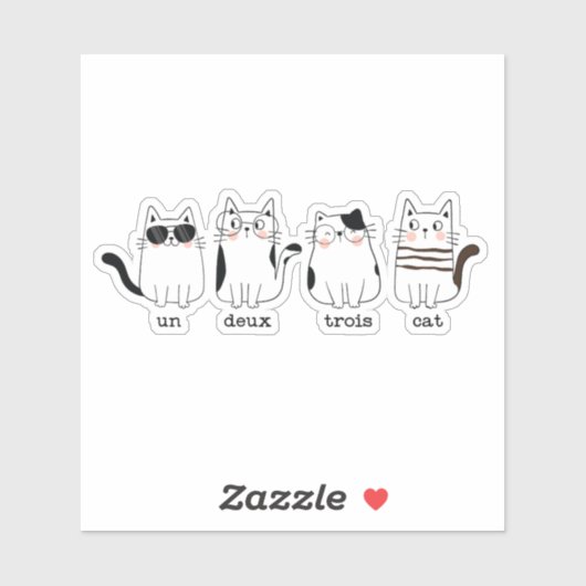 vun deux trois kat vier grappige glazen franje sticker (Vel)