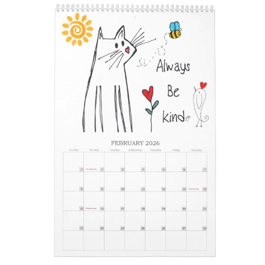 Vun Dog, katten, dieren, vogels en meer kalender (Feb 2026)