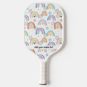 Vun Doodle Rainbow Heart Patroon Aangepaste tekstn Pickleball Paddle (Achterkant)