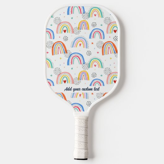 Vun Doodle Rainbow Heart Patroon Aangepaste tekstn Pickleball Paddle (Achterkant)