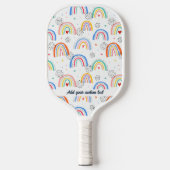 Vun Doodle Rainbow Heart Patroon Aangepaste tekstn Pickleball Paddle (Voorkant)