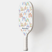 Vun Doodle Rainbow Heart Patroon Aangepaste tekstn Pickleball Paddle (Links)