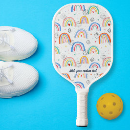 Vun Doodle Rainbow Heart Patroon Aangepaste tekstn Pickleball Paddle