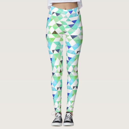 vun driehoeken van blauw en groen leggings (Voorkant)